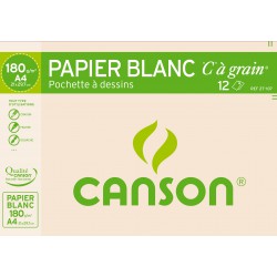 Canson Pochette De 12 Feuilles De Papier Dessin C A Grain 180G - A4