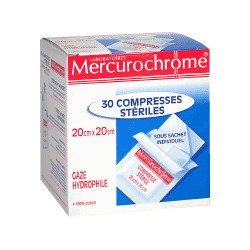 Mercurochrome Compresses Stériles 20 X 20 Cm : La Boite De 30