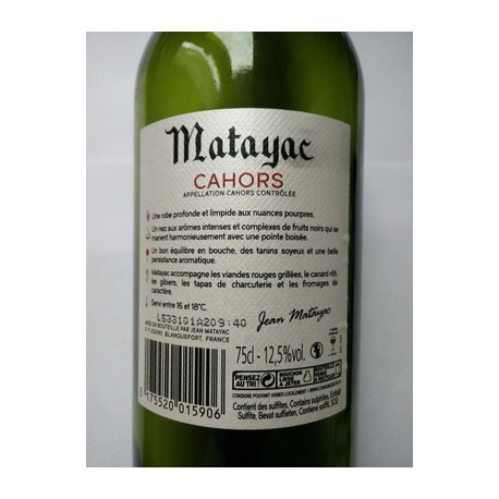 Aop Cahors Rouge Matayac 75Cl