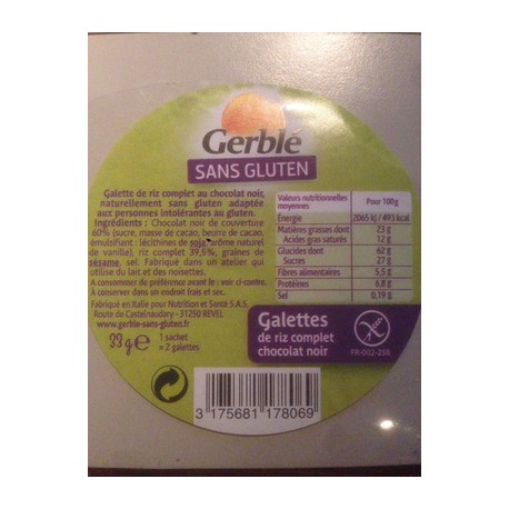 Galettes Riz Choco Noir X2 33G