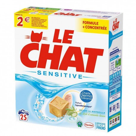 25 Mesures Lessive Poudre Sensitive Le Chat