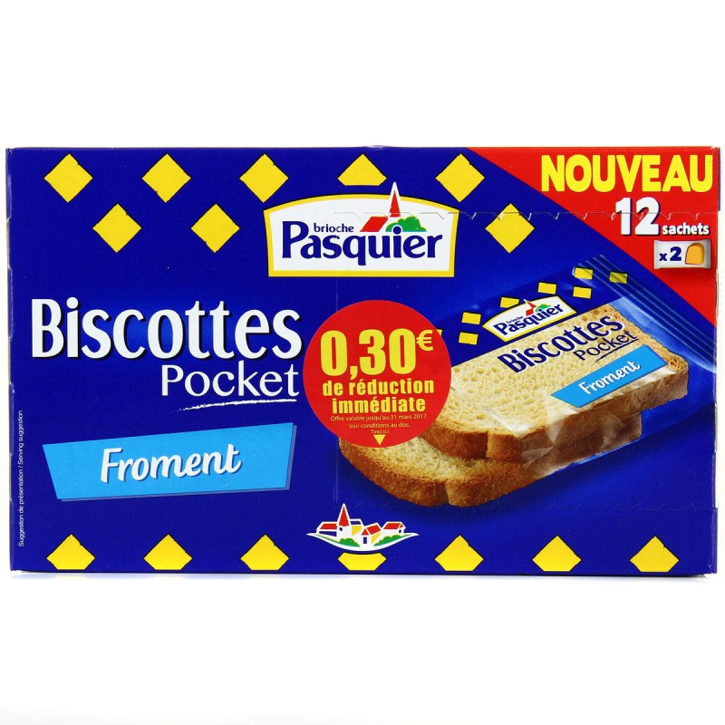 Biscotte froment en étui (sachet 2x7.5g x208) - PASQUIER