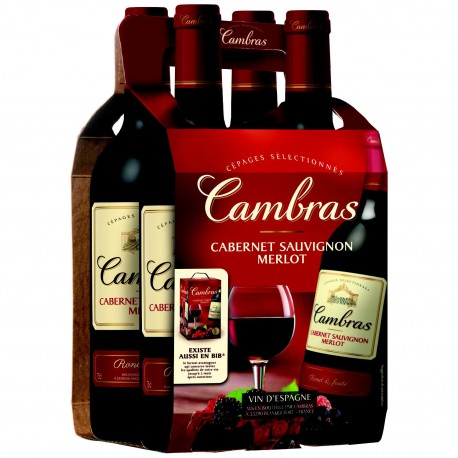 Vin Rouge D Espagne Cabernet 2016 Cambras - Le Pack De 4 Bouteilles De 75Cl