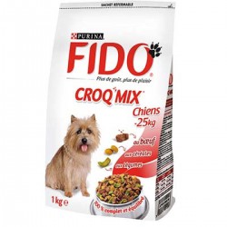 Fido Croquettes Croq Mix Au Boeuf Spécial Petit/Moy.Chien Fido1Kg