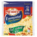 President Emmental Rapé Président Sel Réduit 150G