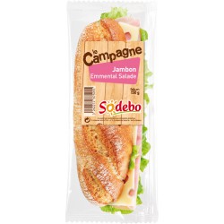 150G Sandwich Baguette Campagne Jambon/Emmental Sodebo