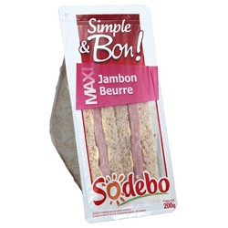 Sodebo Sandwich Maxi Complet Jambon Beurre 200G