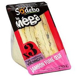 230G Sandwich Mega Club Viennois Jambon Fume Sodebo