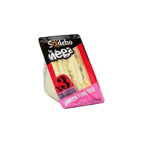 230G Sandwich Mega Club Viennois Jambon Fume Sodebo