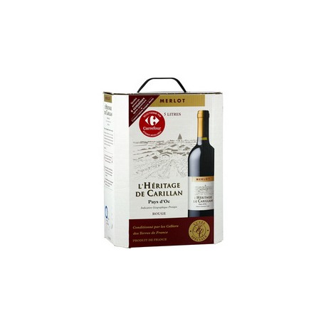 5Lbib Vin De Pays Oc Rouge Merlot H.Carillan