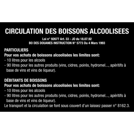 Panneau Circulation Alcool