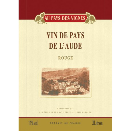 Vin de pays Aude Rge Pays Vignes Bib3L