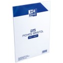 Oxford Fiches Bristol A4 Sous Film Perforées Petits Carreaux 5X5 25 Fiches Blanches