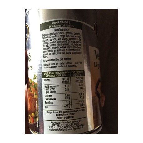 R&R Veau Saute/Legumes 400 G