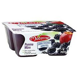 Pack 4X100G Dessert Pomme Mure Sans Sucre Ajoute Materne