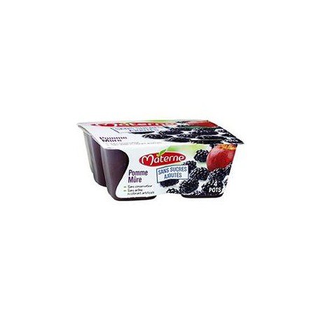 Pack 4X100G Dessert Pomme Mure Sans Sucre Ajoute Materne
