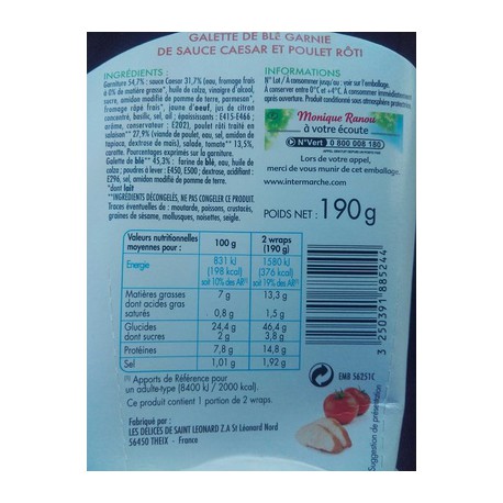 Ranou Wrap Poulet Sce Caes190G