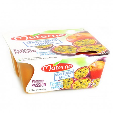 Pack 4X100G Dessert Pomme/Passion Sans Sucre Ajoute Materne