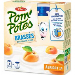 Pom Potes Brasse Abricot 4X85G Gourde Materne