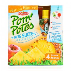 Pack 4X90G Pom Pote Pomme/Ananas Sans Sucre Ajoute Materne