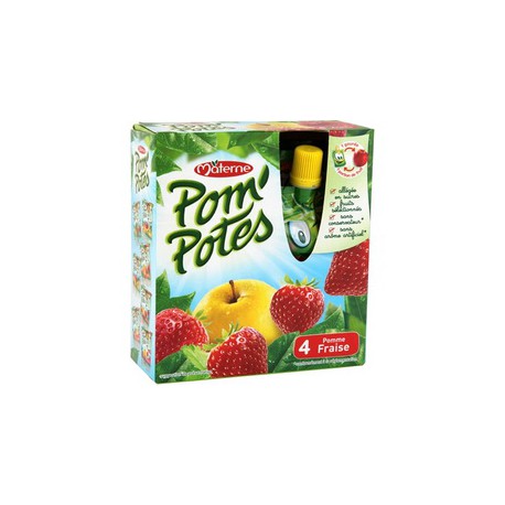 Pom Potes Pomme Fraise 4X90G