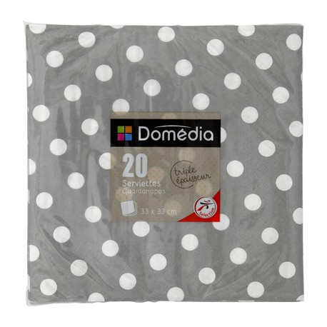 Dom Serv 33Cm X20 Pois Gris