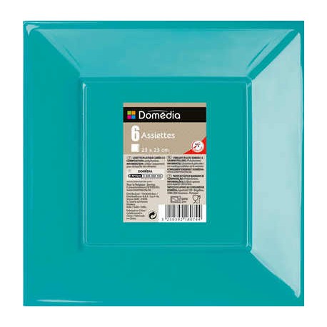 Dom Ass Carree 23Cm X6 Turquoi