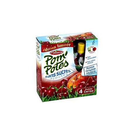 Pack 4X90G Pom Potes Pomme Cerise Sans Sucre Ajoute Materne
