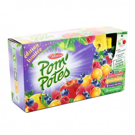 Pack 12X90G Pom Potes Pomme.Mirabelle.Myrtille.Framboise Materne