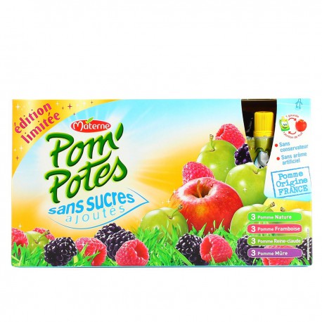 Pom Potes Pom Potes Sans Sucre Ajouté 4 Parfums 90G X12