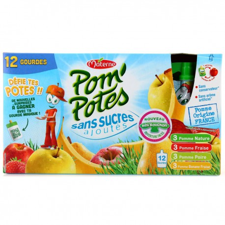 Pack 12X90G Pom Potes Compote Sans Sucre Ajoute Multivariete Materne