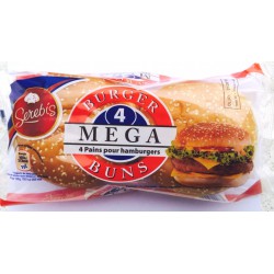 Paque.4 Mega Pains Burger Buns Sesame 300G Serebis