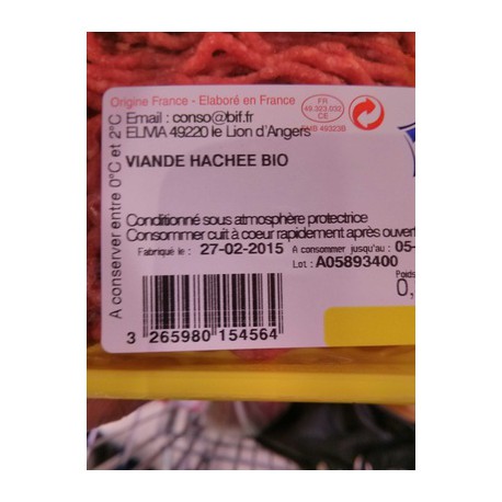 Tendre Plus Hache Bio 15% 350G