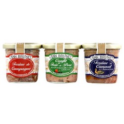 Lot 3X90G Terrine Canard/Foie/Campagne Brunet