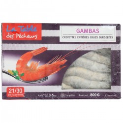 800G Crevette Entieres Crues 21/30 Pieces