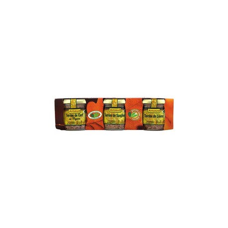 3X180G Terrines Assorties Lievre/Sanglier/Cerf Arnaud.G.T.
