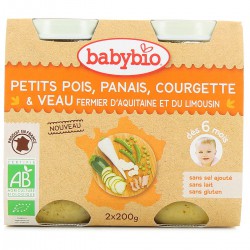 2X200G Petit Pois Panais Courgette Veau Baby Bio