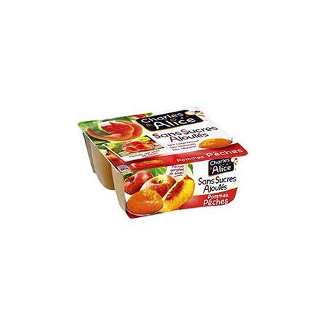 4X100G Dessert Pomme/Peche Sans Sucre Ajoute Charles&Alice