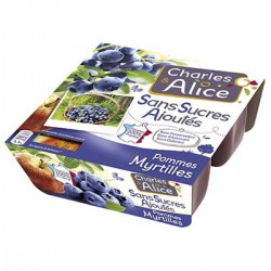 4X100G Dessert Pomme/Myrtille Sans Sucre Ajoute Charles&Alice