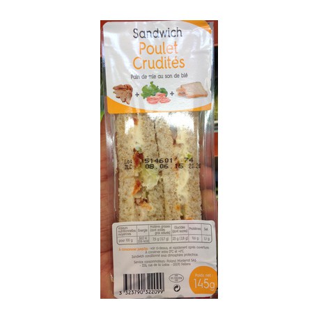 145G Sandwich Des De Poulet Crudites