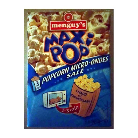 MENGUY'S Maxi pop corn goût salé micro-ondable 2-3 min sans OGM 3 sachets  3x90g pas cher 