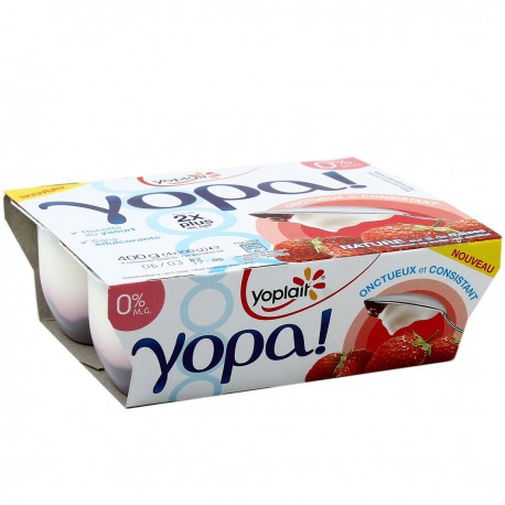 Yoplait Spécialité Laitière Yopa 0% Sur Lit De Fraises Yoplait 4X100G