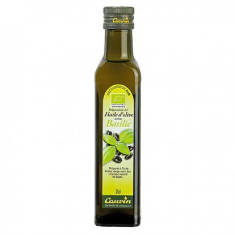 25Cl Huile Olive Vierge Extra Bio Basilic Cauvin