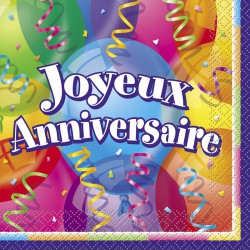 Serv 33X33Cm X16 Joyeux Anniv