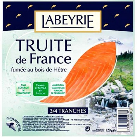 120G 3/4 Tranches Truite Fumee De France Labeyrie