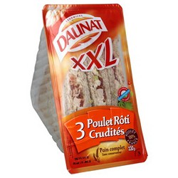 230G Sandwich Tri.Xxl Poulet Roti/Crudites Daunat