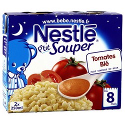 Nestle Potage Tomates/Blé 8 Mois P Tit Souper Nestlé Brique 2X250Ml