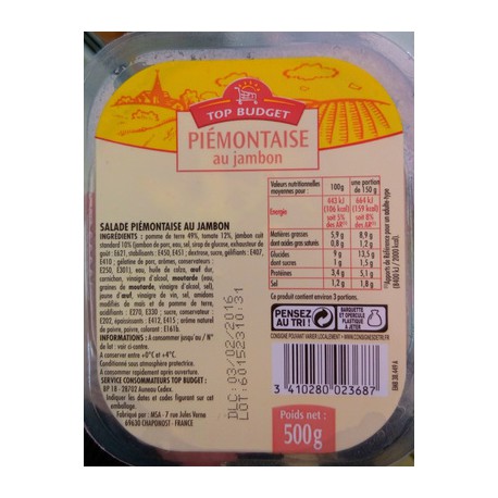 T.Budget Piemontaise Jbon 500G
