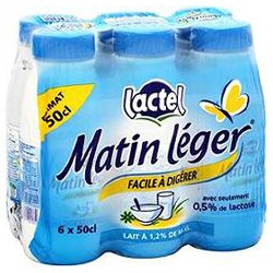 Lactel Lait Matin Léger De Lactel 1.2% Mg Bouteille 6X50Cl