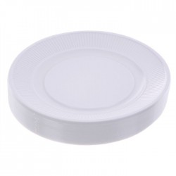 P.50 Assiettes Blanches Plastique 20,5Cm